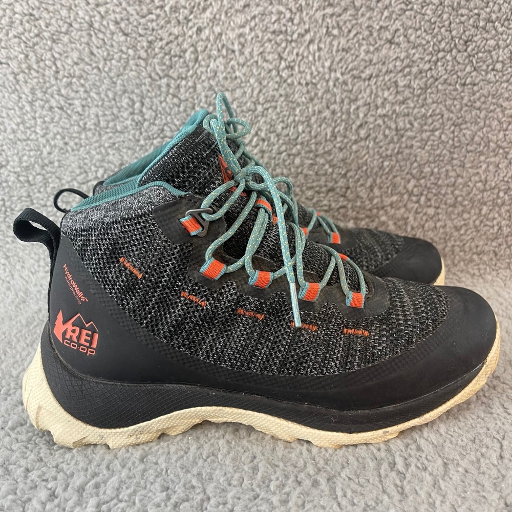 REI Co-op Flash Hiking Boots Womens 7.5 Black Grey Waterproof HydroWall Shoes